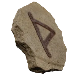 Detailed 3D model of a textured runestone with thorn symbol, ideal for Blender 3D environment elements.