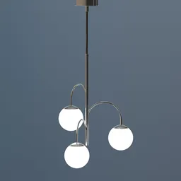 Detailed 3D render of a modern triple-arm pendant light, ideal for Blender 3D artists and interior design visualizations.