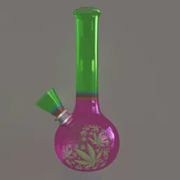 Detailed, colorful 3D-rendered bong with leaf patterns, optimized for Blender graphics, suitable for creative art projects.