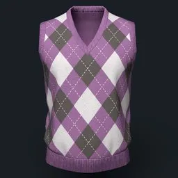 Purple Argyle Knit Vest