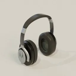 Realistic Motorola headphone 3D model, high-quality textured, ideal for Blender rendering and audio visualization.
