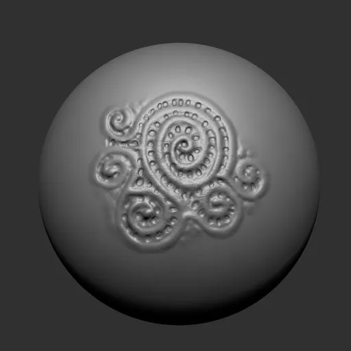 3D Sculpting Brush for Blender creating spiral scars and holes pattern on alien creature models.