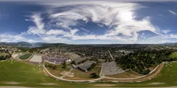 Cityscape Buildings Sunny Clouds Day
