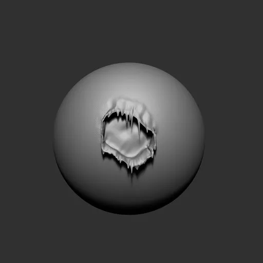 Blender 3D sculpting brush for realistic cloth damage effects, perfect for creating detailed tears and holes in digital fabrics.