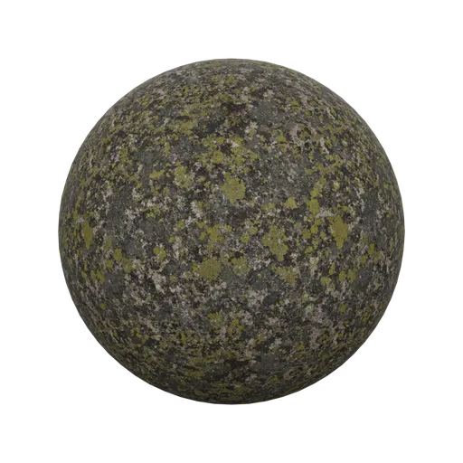 High-resolution mossy stone texture for PBR shading in Blender 3D and other 3D applications.