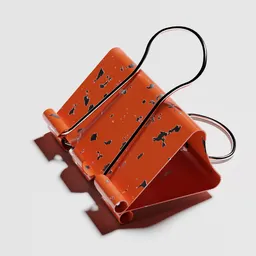 High-detail orange 3D modeled binder clip with realistic textures, isolated for Blender rendering.