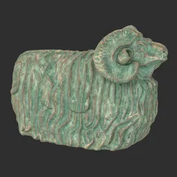 Garden ram oxydated statue