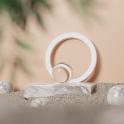 Aesthetic marble stage on the sand