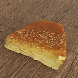"3D scanned and optimized Chicken Sandwich model with realistic textures, ideal for Middle Eastern cuisine or PUBG game design. Features include sesame seed bread, cheese, and mouth-watering details. Created using Blender 3D software."