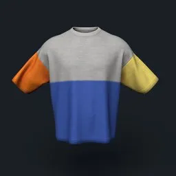 Color Block Oversized Cropped  Shirt