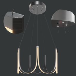 "U_SERIES pendant light in neodada style rendered in Blender 3D. Detailed twisted shapes and body design make this ceiling light a standout for home display. Also available in disassembled state for easy customization. "