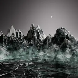 Ocean and Mountain midnight