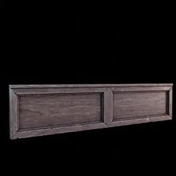 "Modular Wooden Wall Trim for Blender 3D - versatile 4 meter long panel for set dressing, featuring distressed paint and heavy grain. Made of walnut wood and includes a wooden door and window sill. Perfect for Unreal Engine 3D rendering."