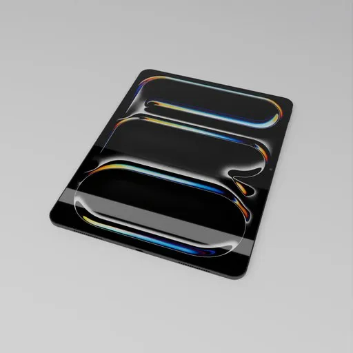 Highly detailed 3D rendering of modern tablet in space black, compatible with Blender for animation and visualization.