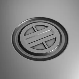 "Metal Sci-Fi Decal Circular 008 with a unique symbol, e-sports logo vector, and inspired by John Button. Created with Decal Machine in Blender 3D using minimalistic aesthetics and a future locomotive style. Perfect for science and miscellaneous projects."