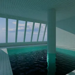 Backrooms Abandoned Pool Scene