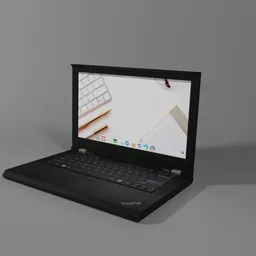 Detailed Lenovo T420s 3D model, optimized for Blender, showcasing high-resolution textures and realistic design.