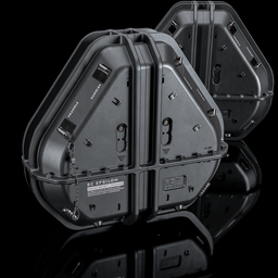 "Sci-fi container Epsilon: A high-tech protective container for game assets or scene props in Blender 3D. Detailed and realistic, this industrial-grade container is perfect for storing and transporting equipment with its hardmesh structure and locklegion security features."