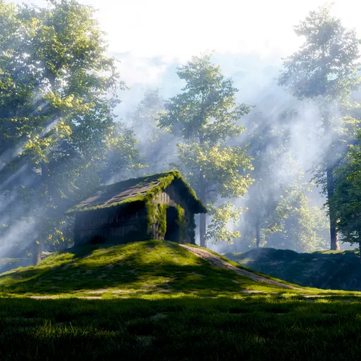 Sunlit Forest Cabin