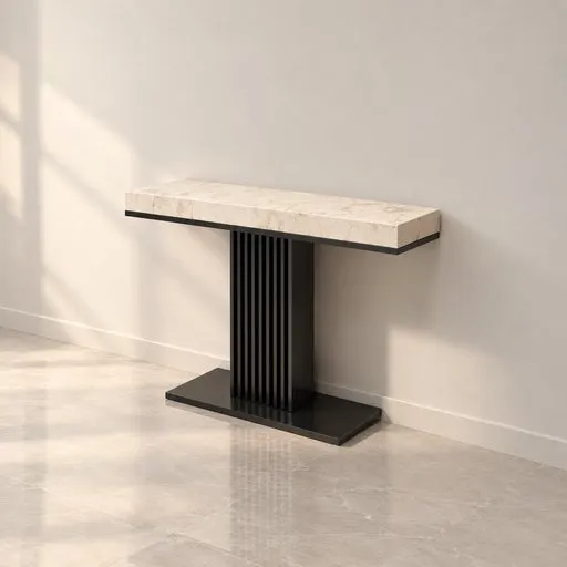 Black Fluted Marble Console