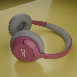 Pink minimalist over-ear headphones 3D model with sleek, elegant design, perfect for Blender rendering and visualizations.