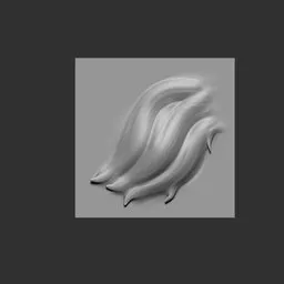 Blender 3D sculpting brush for stylized female hair, creating wavy hair strands and hairstyles on 3D models.