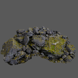 Highly detailed textured 3D model of moss-covered rocks suitable for Blender environments.