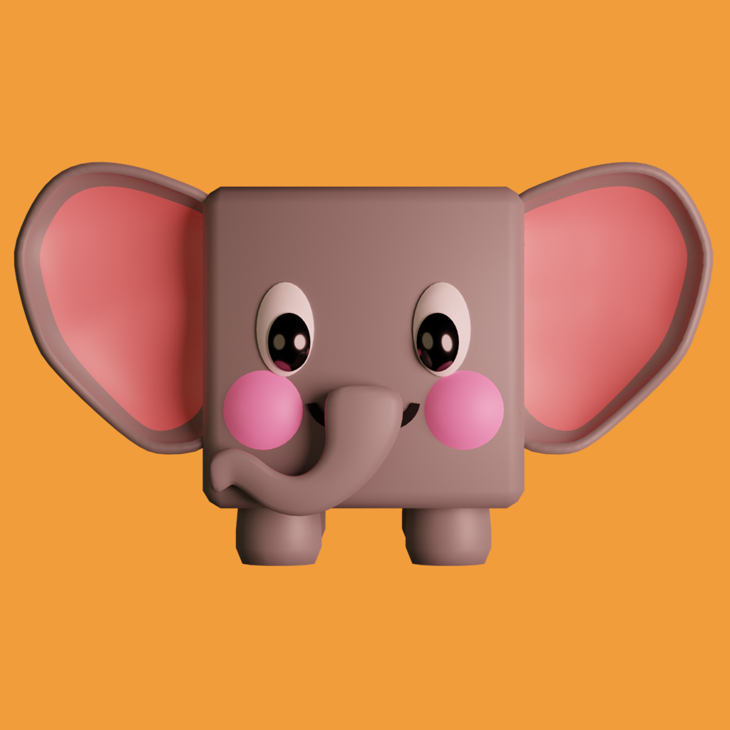 Elephant Grey Cube | Mammals models | BlenderKit