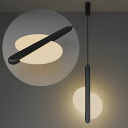 Minimalist pendant light 3D model with warm illumination, perfect for modern interior visualization in Blender.