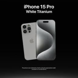 Highly detailed Blender 3D model of the white titanium iPhone 15 Pro with advanced camera setup and sleek design.