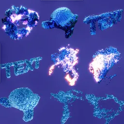 Blender 3D motion-design model showcasing a transition effect between various digital objects.