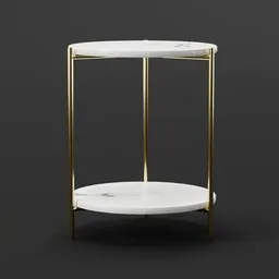 Elegant marble and gold bedside table 3D model, ideal for Blender rendering and virtual hall staging.