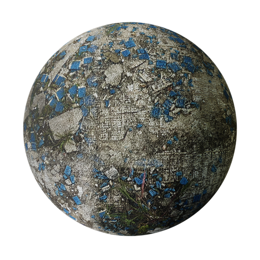 Abandoned swimming pool ground FREE tiles materials BlenderKit