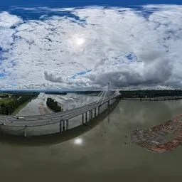 City River Cloudy Day Aerial