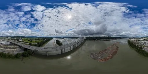 City River Cloudy Day Aerial