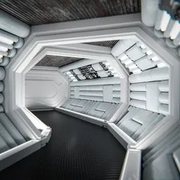 High-resolution 3D model of a futuristic corridor interior designed for Blender.