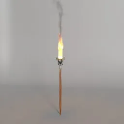 "Medieval Oil Wick Torch 3D model for Blender 3D - Ideal for illuminating festival grounds and jousting arenas with its 2 meter height. Customize with the Manaflow fire shader to achieve your desired effect."