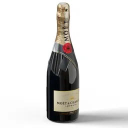Realistic 3D render of a champagne bottle, ideal for Blender 3D projects, showcasing detailed textures and materials.