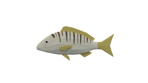 Optimized low-poly Blender 3D model of a Striped Seabream, suitable for CG visualizations and virtual environments.