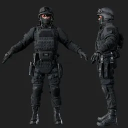 Police Tactical Unit Rigged Black