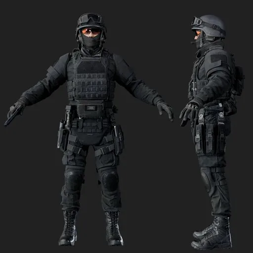 Police Tactical Unit Rigged Black