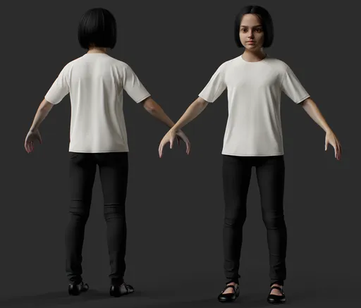 Child Girl Casual Outfit Character