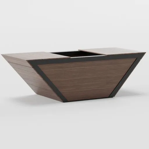 Blender 3D model of a modern bench with metal legs and wooden top, showcasing high-quality 4K textures and materials.