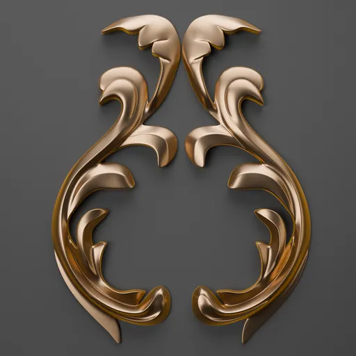 High-quality golden 3D ornamental model for enhancing classic style designs in Blender 3D software.