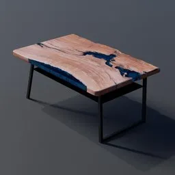 "Wood and metal epoxy resin table 3D model for Blender 3D. Perfect for woodworking projects and interior design. Share your creations with @j_b.creations on Dribble."