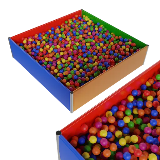 Colorful 3D-rendered ball pit model, optimized for Blender, with detailed textures and lighting, suitable for sports scenes.