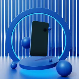 Smartphone on Blue Podium