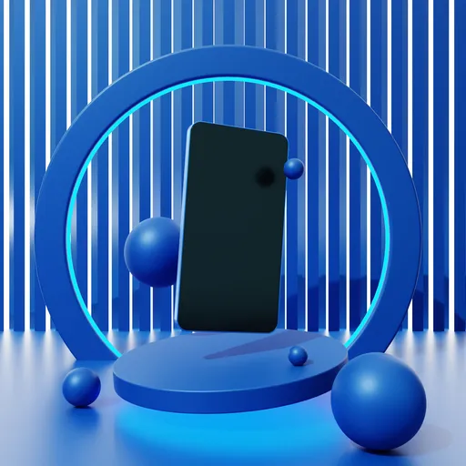 Smartphone on Blue Podium