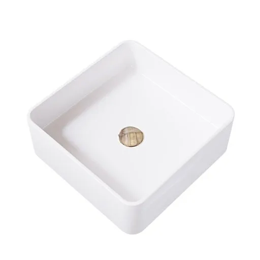 3D model of a modern square ceramic bathroom sink for Blender rendering.