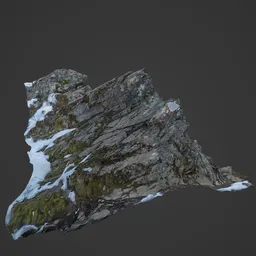 Highly detailed 3D scanned rugged mountain rocks with moss, ideal for Blender environmental design.